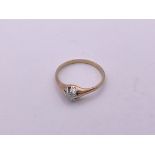 9ct gold diamond gypsy ring. Size Q, 2.2gm approx.