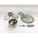 A small collection of silver items including a sil