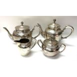 A German .800 silver 4 piece teaset, approximately