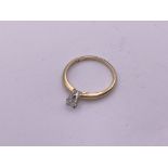 14ct Gold diamond solitaire ring (.4ct). Size L, 1