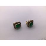 18/21ct (?) cubic zirconia green stone earrings, 1