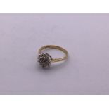 9ct gold diamond cluster ring (size J) (A)