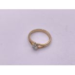 9ct gold diamond solitaire ring. Size L1/2, 2.4 gm