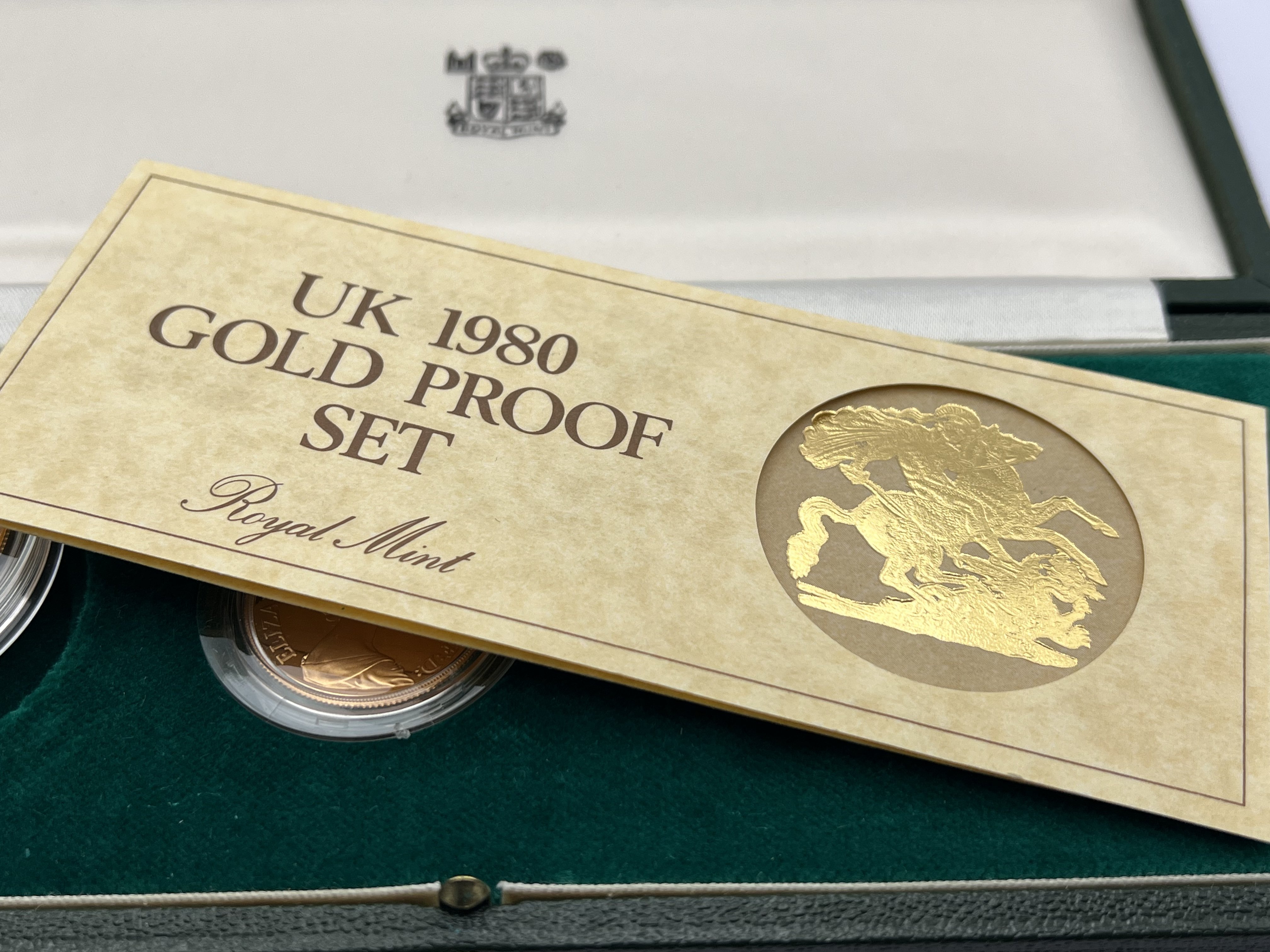 1980 Gold 4-Coin Sovereign Proof Set consists of:1