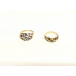 Two multi gem stone rings. One size R 1/2 and one