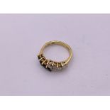 18ct marquise sapphire/diamond 8 stone ring. Size