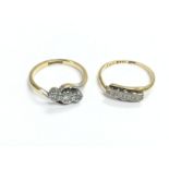 Two 18ct gold and platinum rings set with diamonds