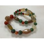 A mixed agate and hard stone bead necklace.NO RESE