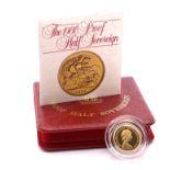 A cased Royal Mint 1980 proof half sovereign. (A)