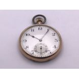 A 9ct gold cased pocket watch. Approximately 58.9g