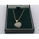 18ct diamond heart pendant on 18ct gold chain appr