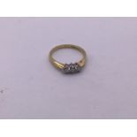 18ct gold 3 stone diamond ring (size O) (a) approx
