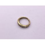 9ct gold channel set diamond ring 1/2 loop. Size J