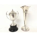 Hallmarked Silver vase (17cm tall) and trophy (19c