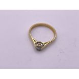 18ct Gold diamond solitaire (.4ct). Size N1/2, 2.8