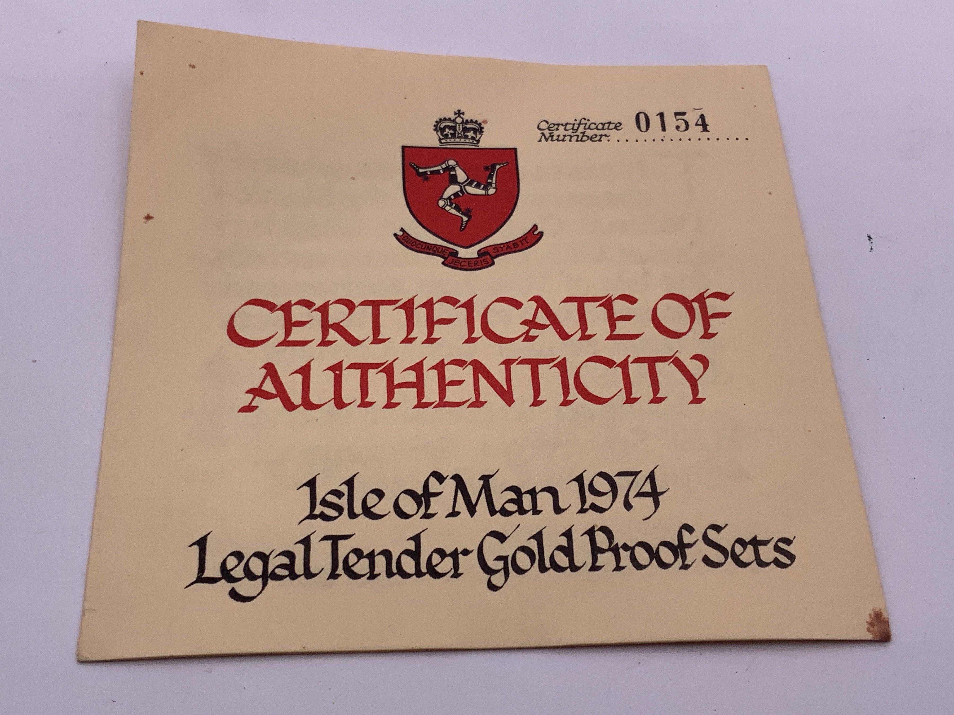 A 1974 Pobjoy Mint Isle of Man gold proof coin set