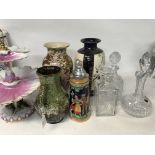 2 Japanese vases + glass and ceramic odds