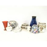 A collection of vases including Poole, Noritake, H