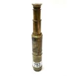 An antique 3 draw brass telescope, some impact the