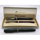 3 vintage gold nibbled fountain pens including a P