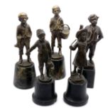 5 small figural cast bronze figures of children, h