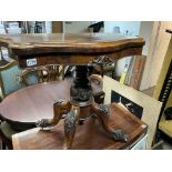 A Victorian walnut card table the twin flap top ab