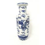 A 19th century blue and white Chinese dragon vase,