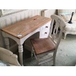 A white painted oak desk with a matching chair (2)