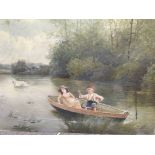 A pair of unframed oil paintings river views 60 cm