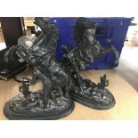 Pair of Marley spelter horses