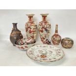 Vintage satsuma vases and various other Japanese a