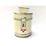 WW2 German D.R.K Red Cross Collection Tin. The metal tin painted cream with a Red Cross and Swastika