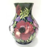 Boxed large Moorcroft Anemone tribute vase by Emma