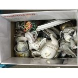 A box containing collectors plates and one other box of decorative China (2)