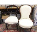 A Victorian ladies chair and a conforming dining chair