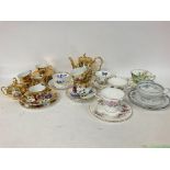 A collection lot of mixed cups and saucers includi