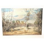 Russian painted landscape view on canvas- Apple Or