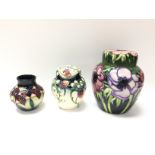 Moorcroft pots ranging from 8cm to 16cm in height