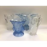 An Art Deco blue glass vase by Brockwitz together