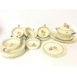 Sussie Cooper set including soup bowls, saucers, o