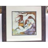 A framed and glazed watercolour by J Hewitt depict