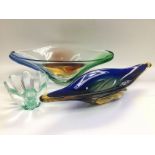 A Murano glass elongated dish plus one other and p
