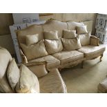 A gilt wood and floral upholstered lounge suite wi