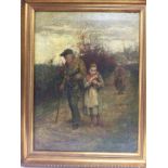 A gilt framed oil on canvas of Scottish highlander