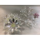 Four Swarovski flower pieces including large Maxi