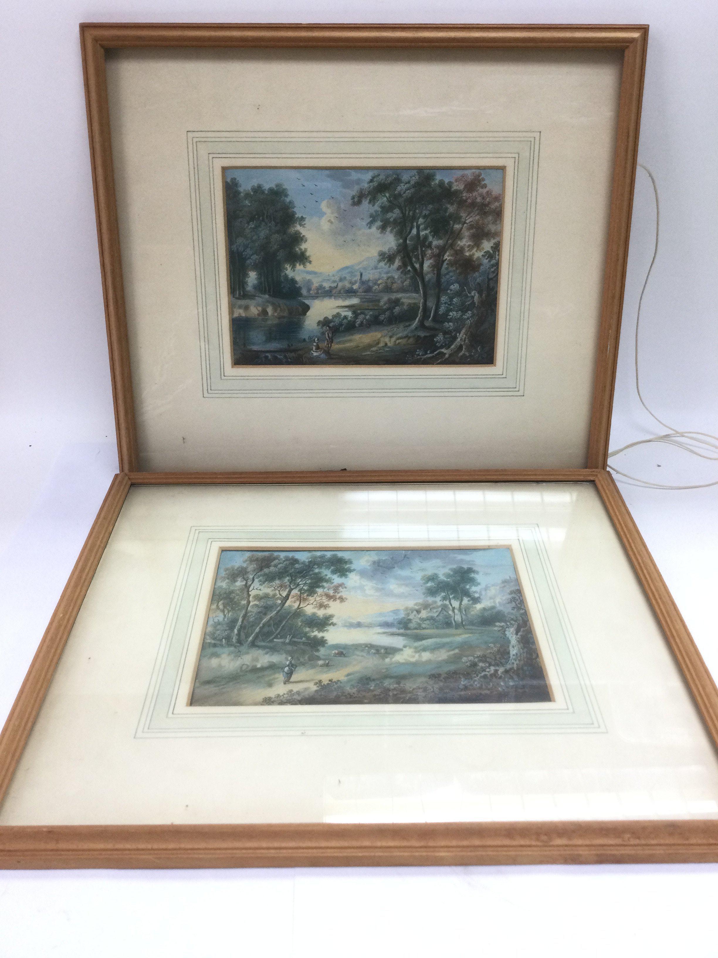 A pair of framed and glazed Continental landscape