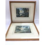 A pair of framed and glazed Continental landscape