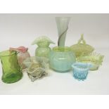 A collection of Victorian Vaseline glass and other