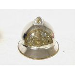 Vintage French Fire chiefs plated and brass helmet