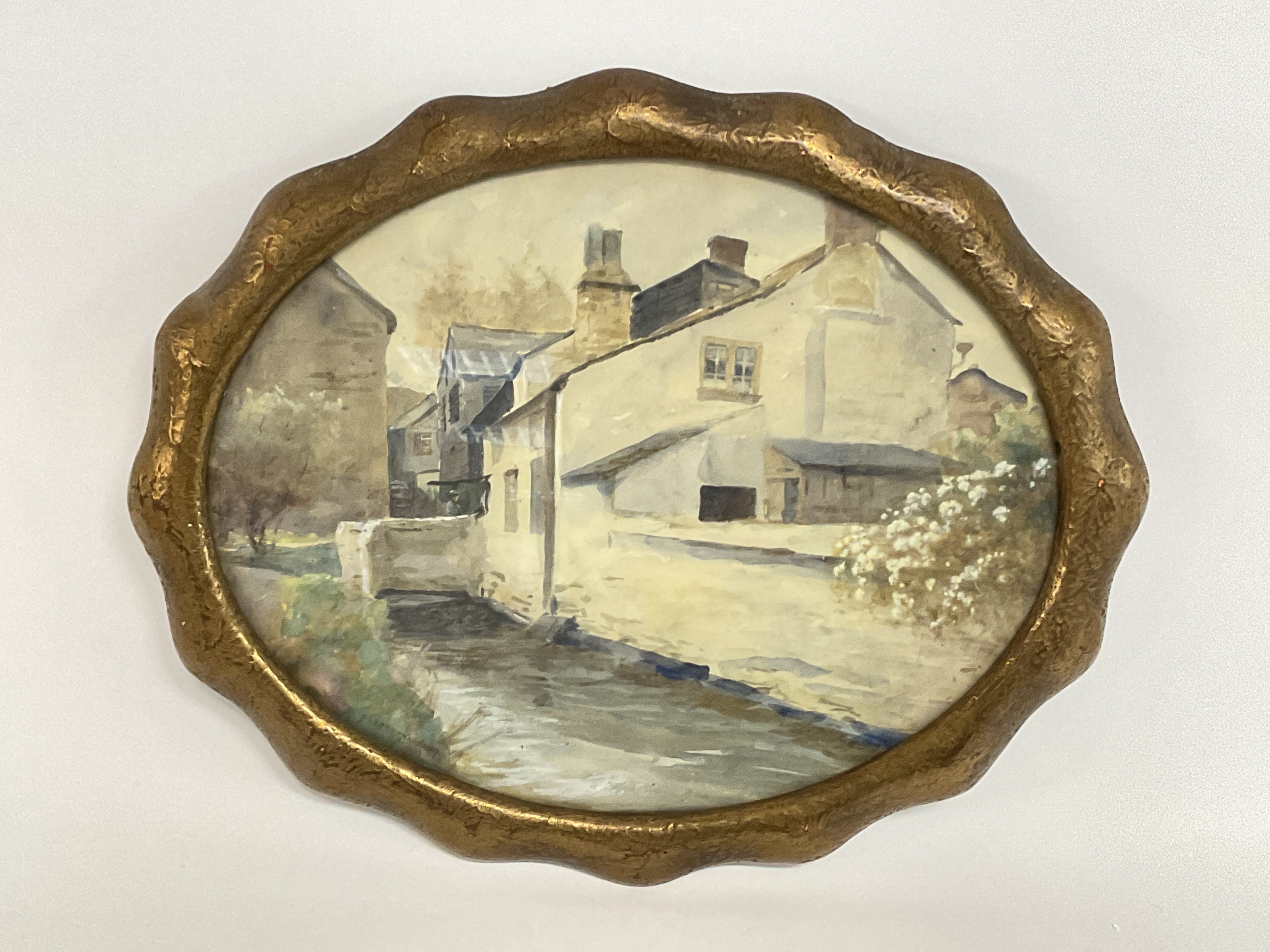 Framed water colour of a Cornish water mill by Alb